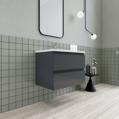 Meuble-lavabo flottant moderne simple Alcester Ivy Bronx