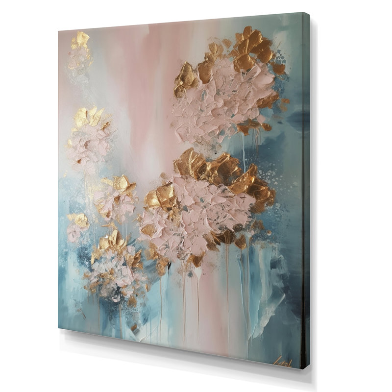 «Abstract Hydrangea Flower In Blossoming Retro I», reproduction sur toile, H 20 po x l 12 po x P 1 po, Toile tendue