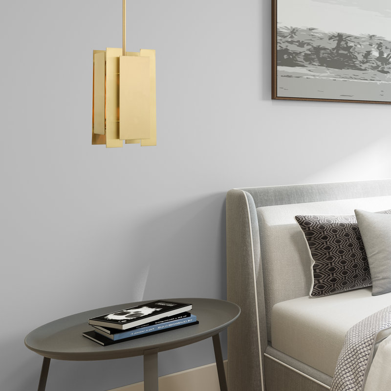 Luminaire suspendu rectangulaire à 1 lumière Varick, Laiton satiné