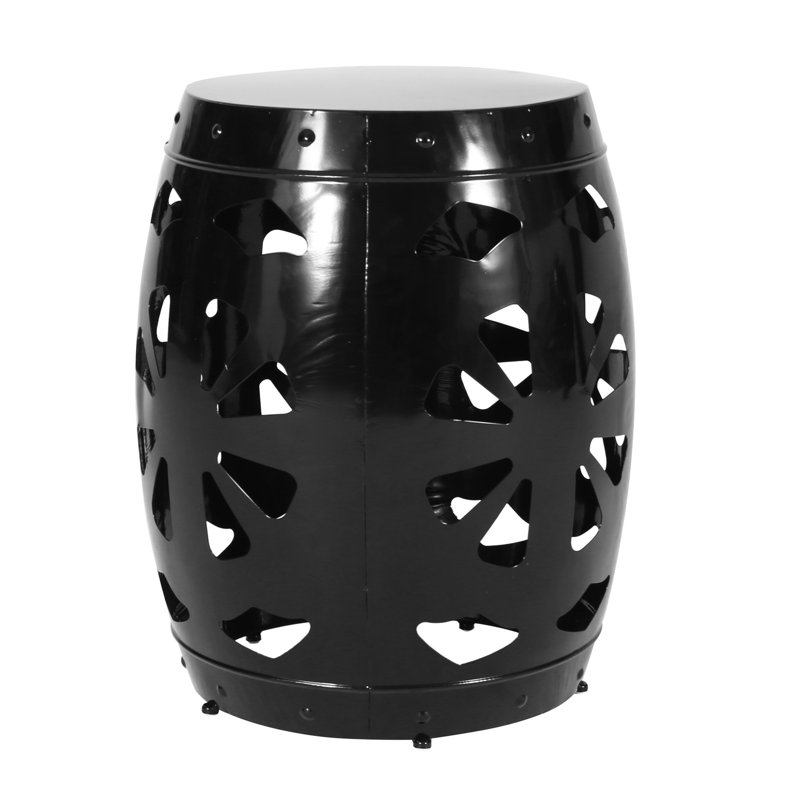 Table d'appoint moderne en métal avec détails élégants en fer, 16,13 po x 16,13 po x 20,57 po, sans assemblage, Noir