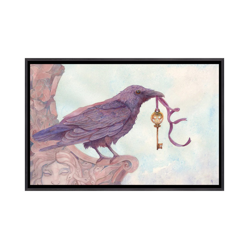 One For Sorrow - Wall Art Print - Wrapped Canvas, 26" H x 40" W, Framed Print without Mat, Distressed Black