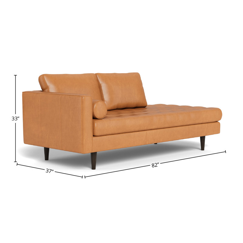 Chaise longue en cuir Jackie, Hudson Lager, Accoudoir à gauche (vu de face)