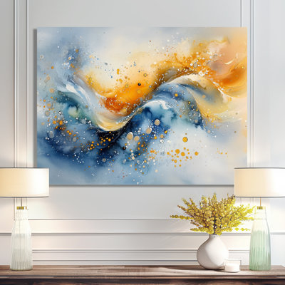 «Blue Yellow Dream Lines IV», reproduction d'art moderne sur métal, collage abstrait