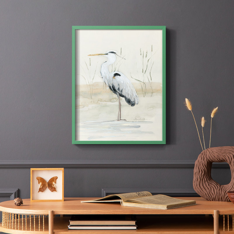Heron II, reproduction encadrée - bois massif, Vert, H 10 po x l 8 po