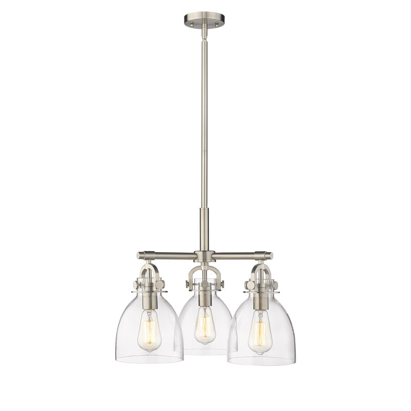 Luminaire suspendu sur tige 7 lumières Sloatsburg, Transparent, Nickel satiné