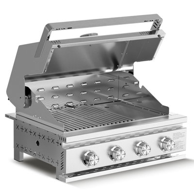 4-burner 8000btu Grill - Full Sus304 Stainless Steel, Built-in/countertop, Front Grease Pan