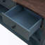 Console rétro avec deux tablettes ouvertes, structure en bois de pin massif et pieds pour le salon (bleu marine)-350369165-350369167