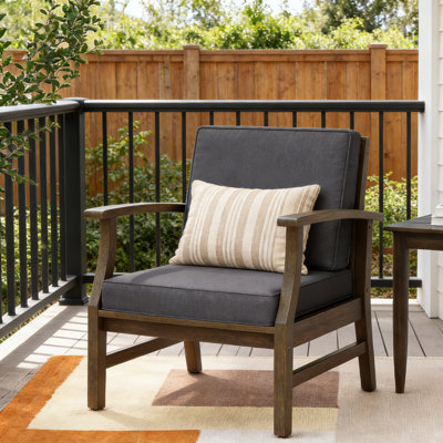 Fauteuils club d'extérieur en bois d'acacia avec coussins - chaises longues de patio modernes, sièges de jardin durables, fauteuils à lattes l 28 po pour terrasse, bord de piscine, porche