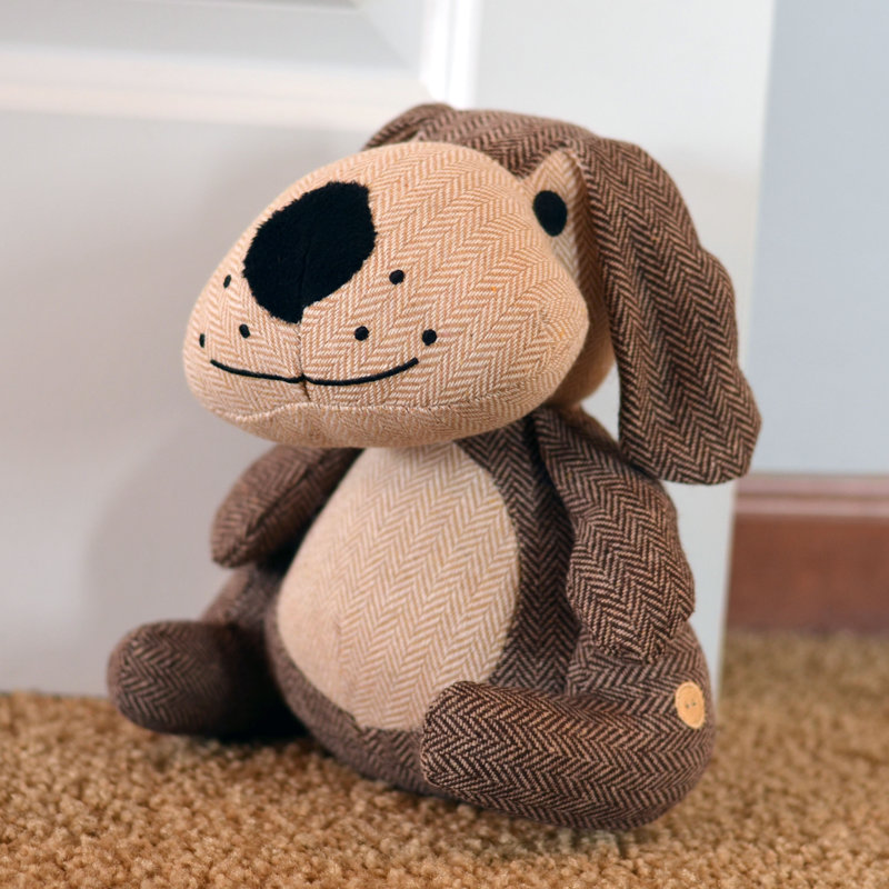 Brown and Tan Tweed Fabric Puppy Dog Door Stop