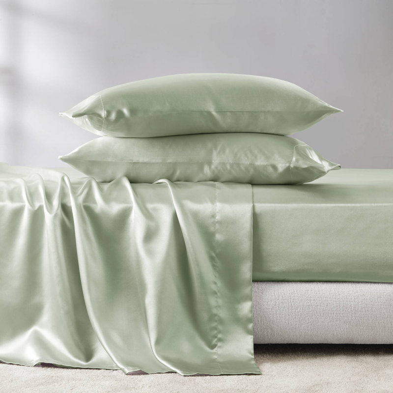 Satin Luxury Sheet Set, King Sheet Set, Sage