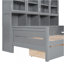 Twin Size Wooden Daybed With Glass-Door Storage Cabinets, Built-In LED Lighting And Shelves, Grey-120073839
