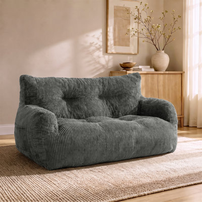 Fauteuil à billes large de 61 po, canapé paresseux en velours côtelé et causeuse Colman