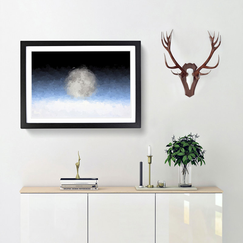 The Moon Above in Abstract - Picture Frame Graphic Art Print, Black Framed, 36cm H x 48cm W x 2cm D