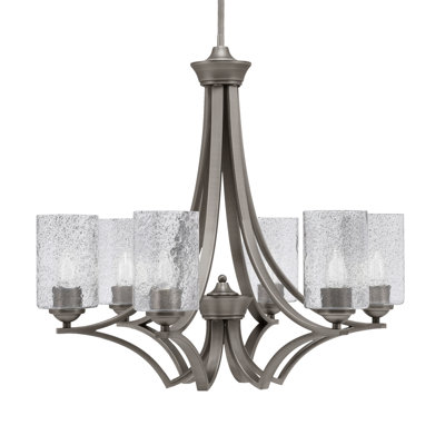Zilo 6 Light Uplight Chandelier Shown With 4" Smoke Bubble Glass