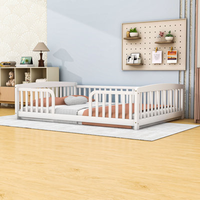 Wood Floor Fence Bed with Guardrails