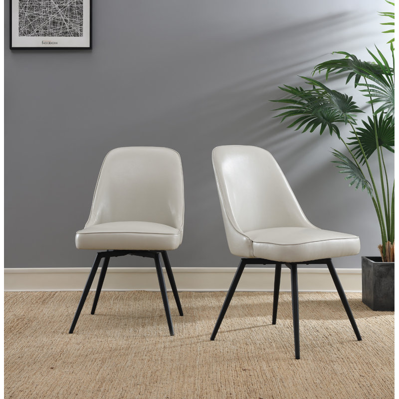 Chaise de salle à manger pivotante Penton, ensemble de 2, Crème