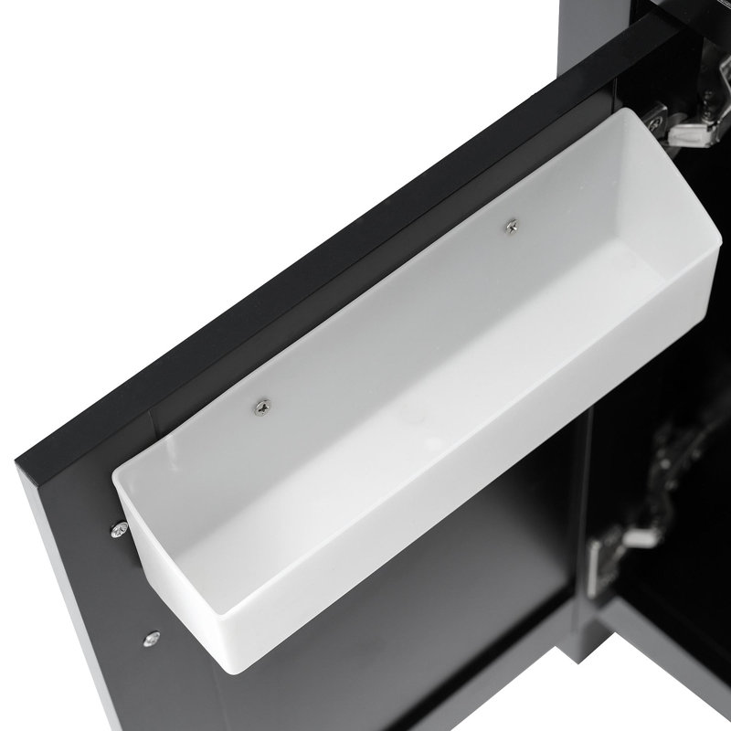 Meuble-lavabo de 30 pouces avec lavabo en céramique et beaucoup de rangement - le choix pour les petites salles de bain, Noir