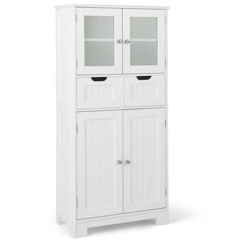 Armoire de salle de bain autoportante Ardilla, Blanc