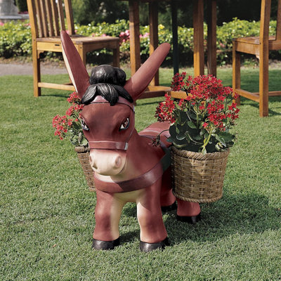 Statue Pancho The Burro Planter - Statue d'âne en résine coulée à la main pour la maison et le jardin