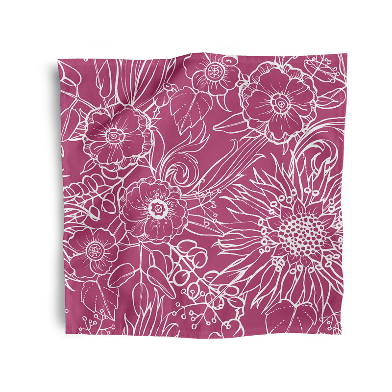 Chavi Polyester Floral Square Napkin, Pink