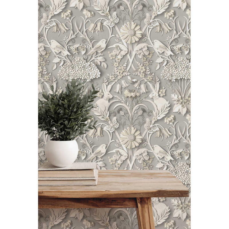 Woodland Wallpaper, Soft Grey