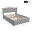 UK & EU Sizes Velvet Ottoman Bed Frame with Hydraulic Gas Lift Storage, Diamond Tufted Wave Wingback Upholstered Platform Bed with Nailhead Trim, Grey/Beige-1009598059-1009598060