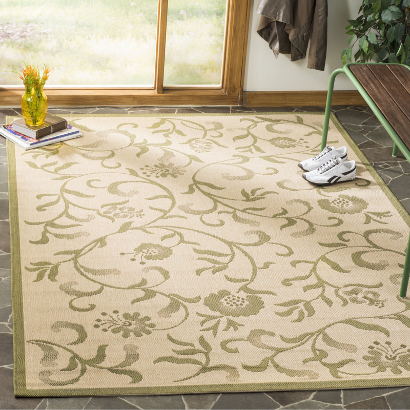Swirling Garden Martha Stewart Performance Floral Indoor/Outdoor Area Rug, Rectangle 4' x 5'7"