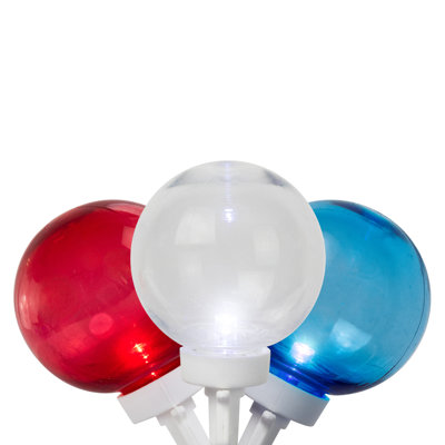 Lumières de Noël patriotiques à DEL G40 - rouge, blanc et bleu - fil blanc de 11 pi - 25 carats