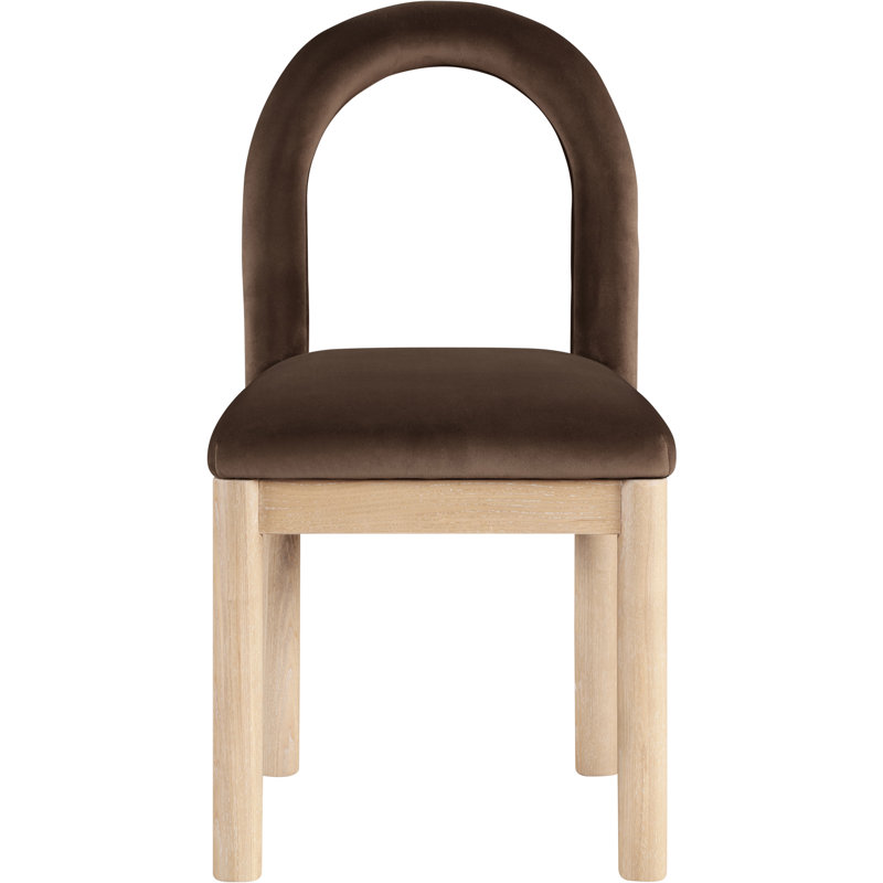 Conrad Macleod Linen Textured Fabric Dining Chair, Natural, Brown Velvet