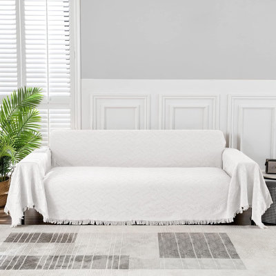 Oversized Sofa Cover – White – XXX-Large (91" × 150") Extra-Long Couch Protector