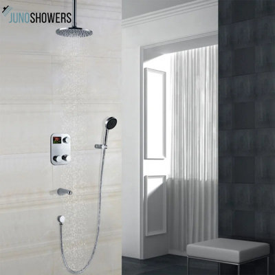Ensemble de pomme de douche ronde à affichage numérique 16 po et robinet mural Juno