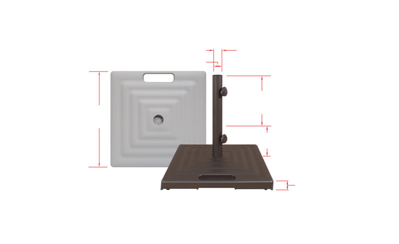 Monaco Square Cast Aluminum Base With Wheels And Handle, Bronze