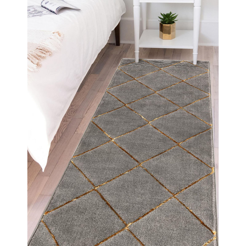 Gris contemporain et gris Etowah, Tapis de couloir 2 pi x 8 pi