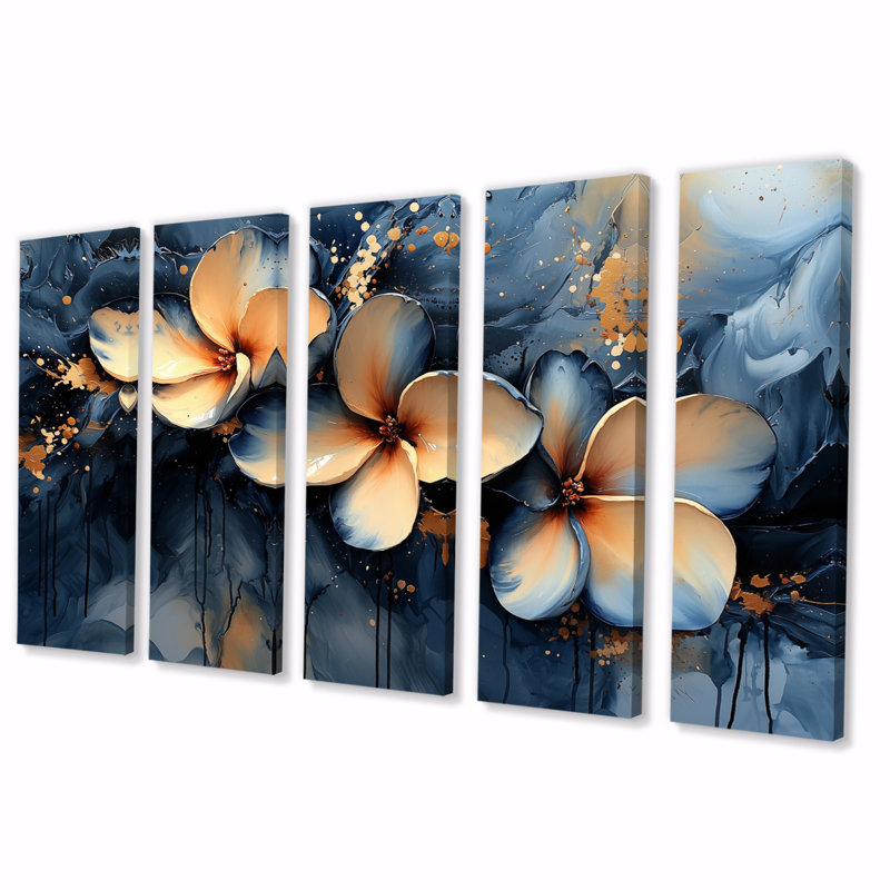 Modra - art mural Plumeria - ensemble d'art mural Tradit, H 28 po x l 60 po, 5