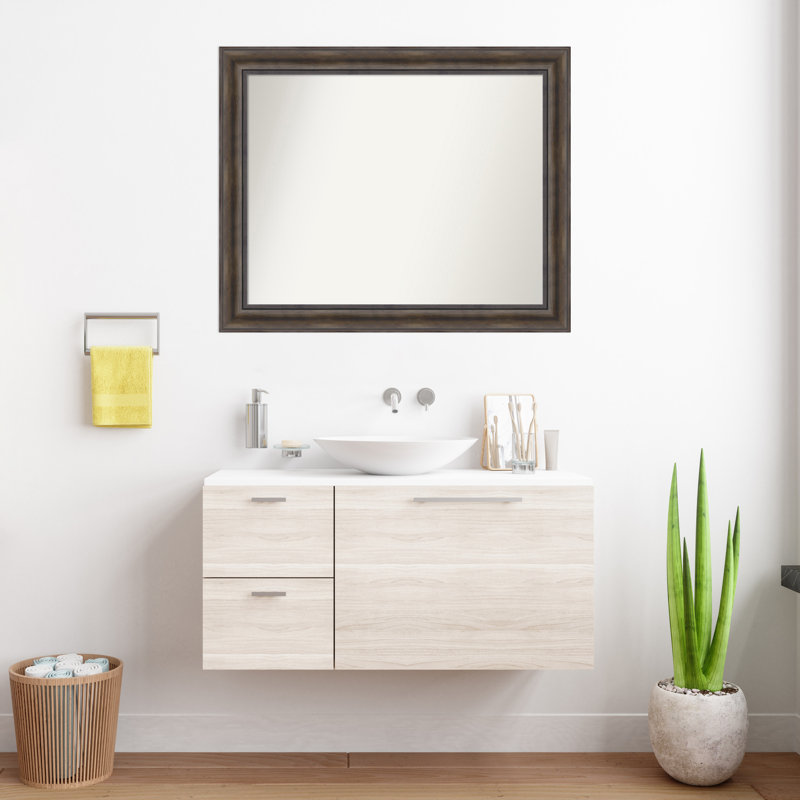 Miroir mural en bois massif Bostynn, Rectangle, H 30,5 po x l 37,5 po