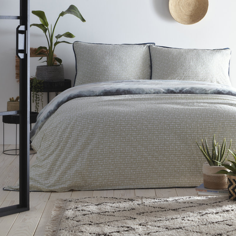 Landscape Cotton Abstract Duvet Cover Set with Pillowcases Included, Super King Duvet Cover + 2 Standard Pillowcases, Grey