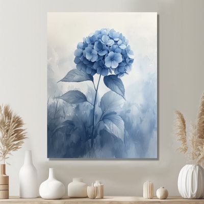 Hortensias bleus dans le rêve brumeux II - impression d'hortensias sur métal