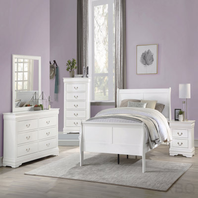 Louis Philippe White Finish Queen Bed