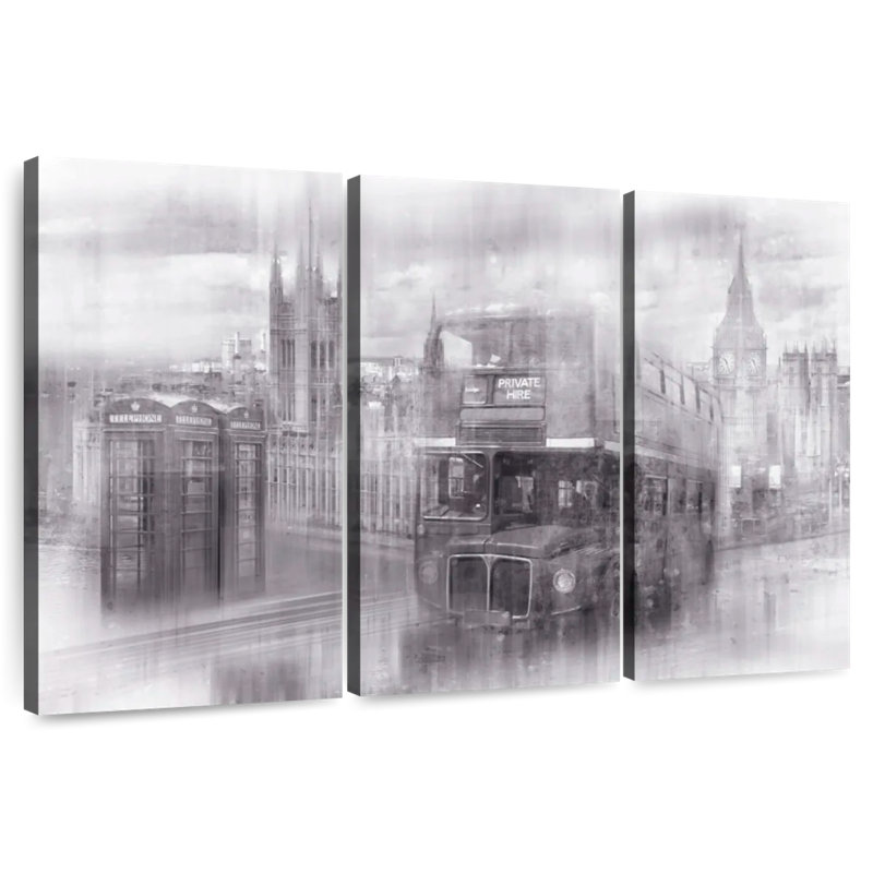 Sebbie London Westminster Collage BW, 48" H x 74" W