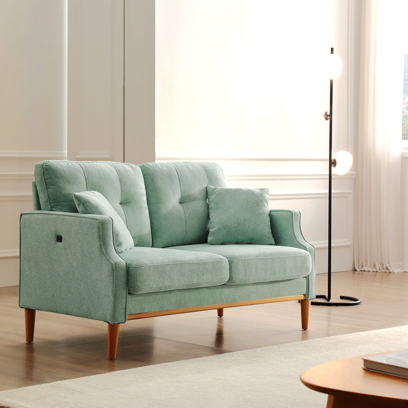 Living Space Sofa 2 Seater ,Loveseat With Waterproof Fabric Baby Blue, USB Charge, Baby Blue