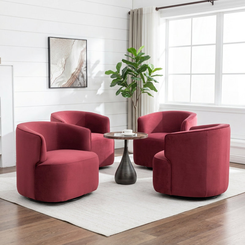 Fauteuil demi-tonneau pivotant rembourré Tybias