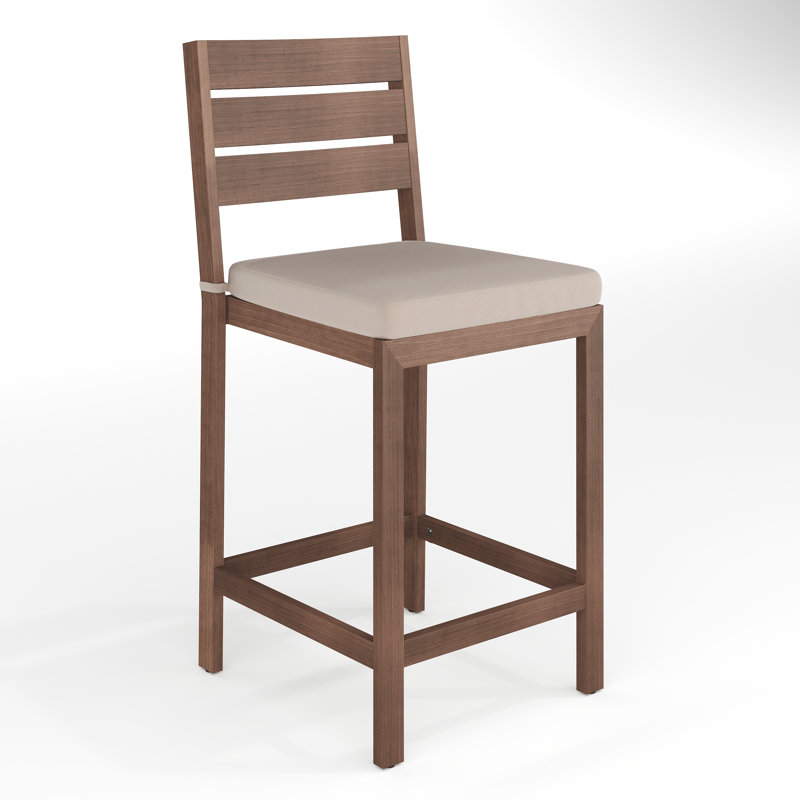Martha Stewart Bedford All-Weather Patio Bar Stools With Seat Cushions, Brown/Brown