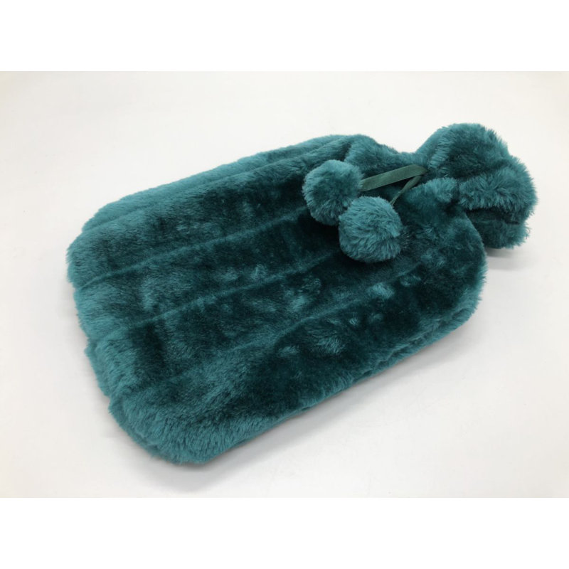 Blue Canyon 2000ml Rubber & Fur & Synthetic Fur Hot Water Bottle, Emerald