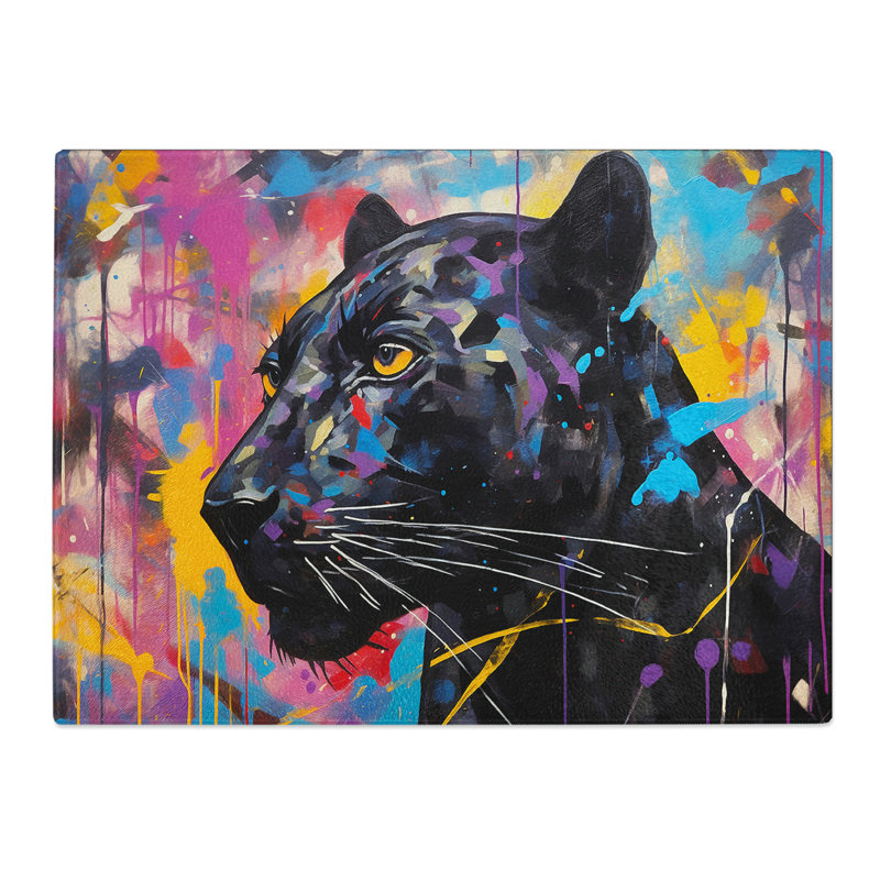 Panther Abstract  Glass Chopping Board