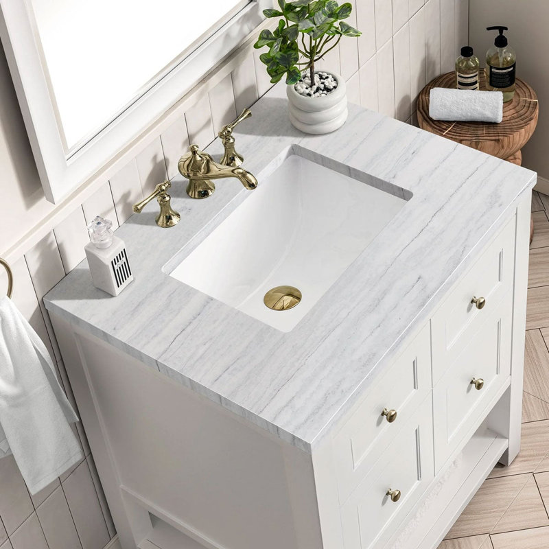 Breckenridge 30'' W Single Vanity, Charcoal Soapstone, Bright White, 8" Widespread