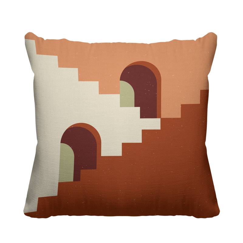 Coussin décoratif intérieur / extérieur Minimalist Architecture, L 19 po x H 19 po, Orange