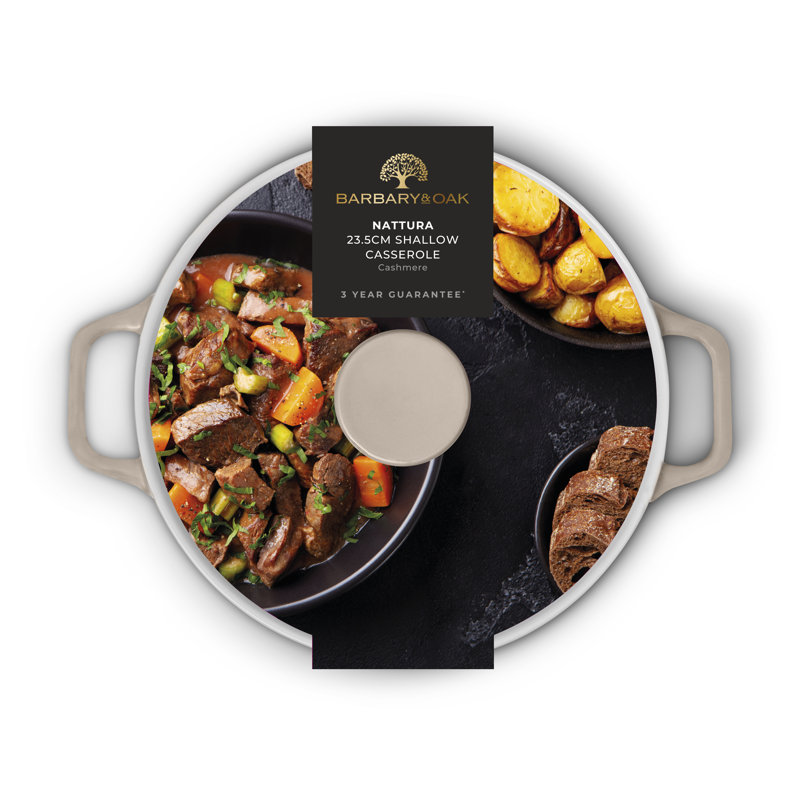 Barbary & Oak Nattura Round Stoneware Casserole Bakeware, Cashmere