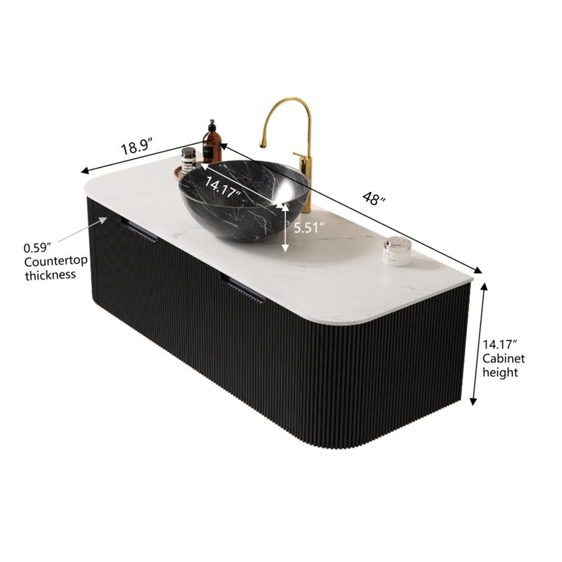 Meuble-lavabo mural 48 po avec lavabo et lavabo mural 48 po