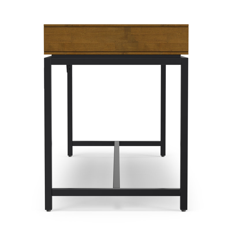 Bureau d'écriture en bois massif avec plateau pour clavier Lars, H 31,50 po x l 72 po x P 24 po, Brun / noir