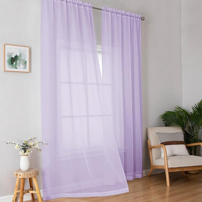 Rideaux extra-longs transparents OWENIE d'une longueur de 96 pouces pour le salon de la chambre à coucher, voilages légers en voile doux avec passe-tringle, rideaux filtrant la lumière d'intimité de couleur unie Airy, chaque l 42 po x L 96 po